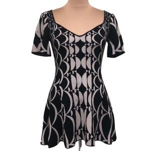 Anthropologie Jacquard Sweater Dress Sweaterdress Size Small Petite SP Black